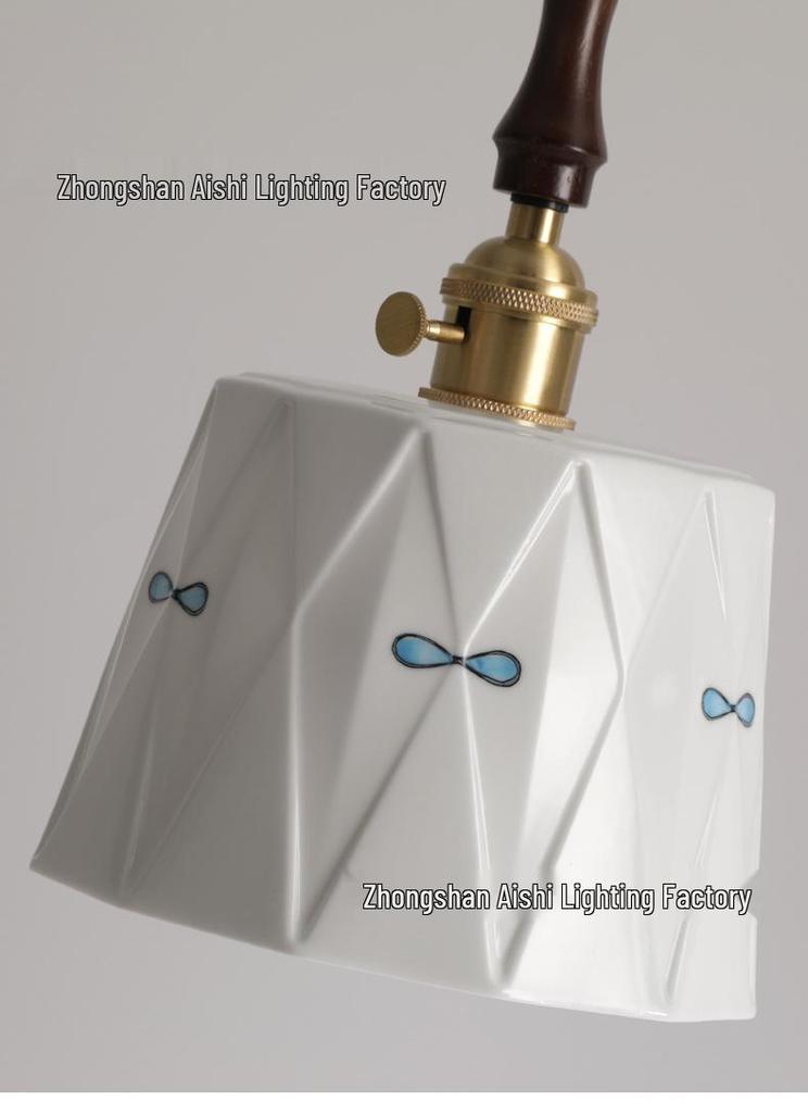 Japanese Retro Brass Glazed Ceramic Pendant Light for Bedroom, Dining, Bar, Entrance, and Tea Room
