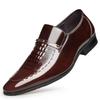 Men's Plus Size Crocodile Pattern Patent Leather Business Slip-On Shoes, Pointed Toe, Shiny Finish