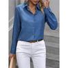 Spring Autumn New Fashion Color Combination Long-sleeved Lapel Women's Shirt Simple Casual With A Solid Color Female Officeshirt