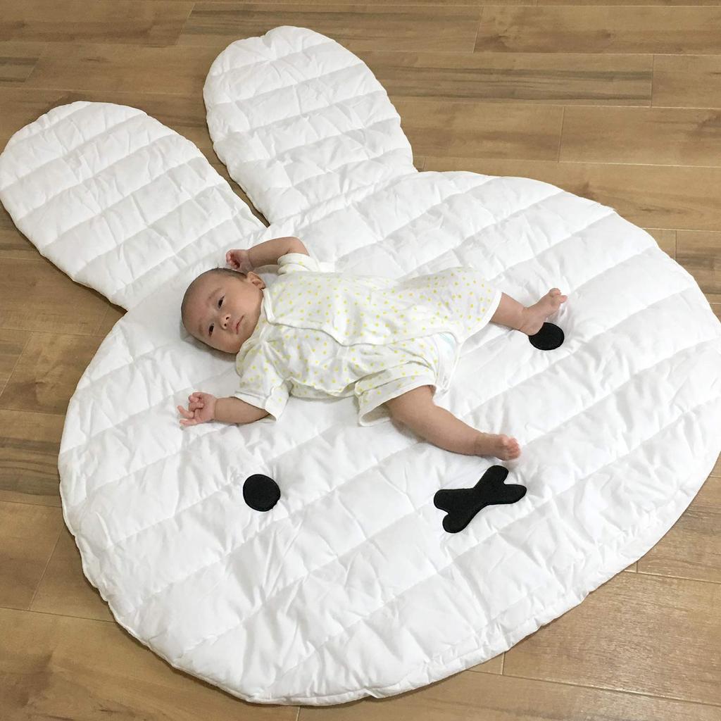 Nishikawa Miffy Face-Shaped Interactive Mat, White, Soft, Non-Slip, Hand Washable, 1585-50103