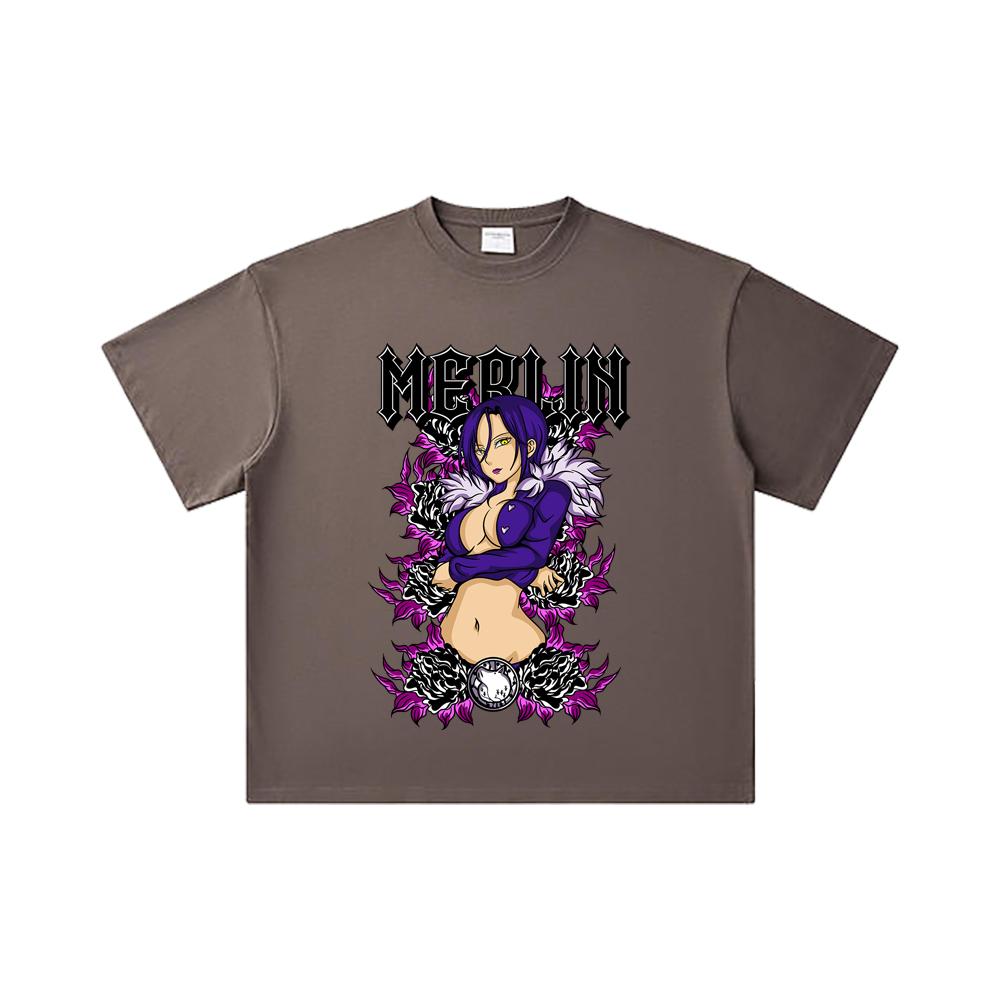 260 GSM Double Yarn 32 Count 100% Cotton Seven Deadly Sins V8 Merlin Print Unisex Heavy Cotton T Shirt… More