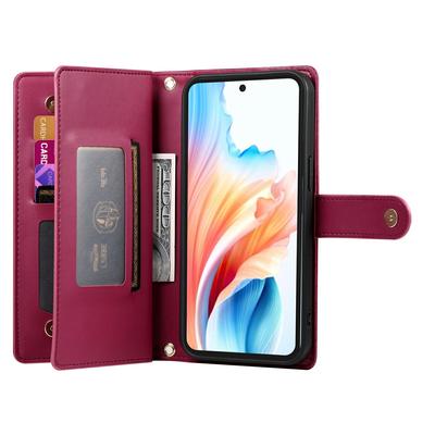For Samsung Galaxy A37 5G Case Zipper Pocket Wallet Leather Phone Cover with Straps
