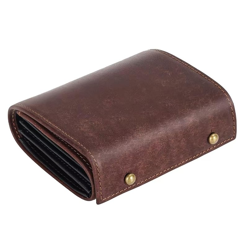 

[prosperous] bifold wallet men s bifold Italy leather mini wallet Compact box coin purse small wallet bi-fold box shaped wallet large capacity L-shape