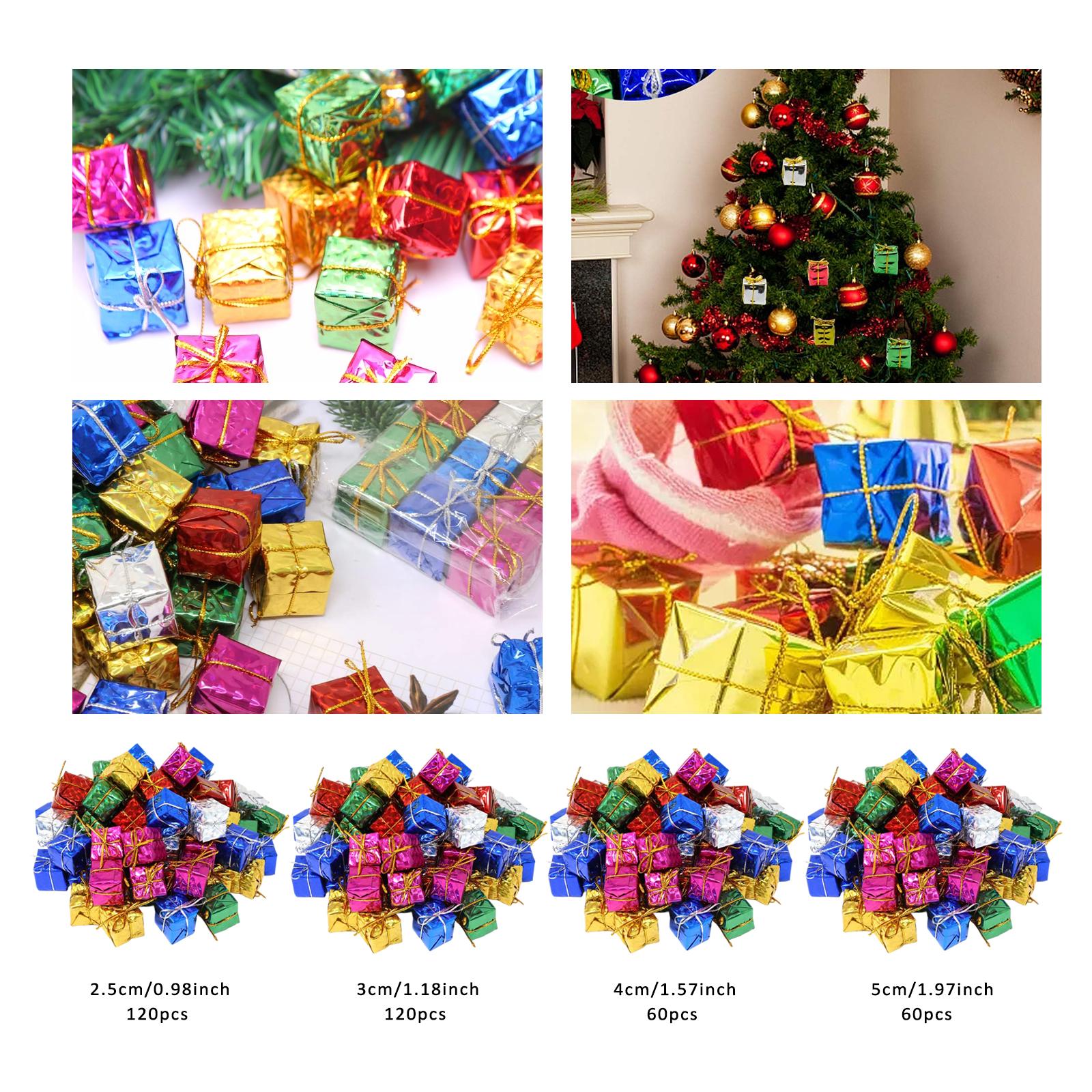120 Pieces Gift Box Christmas Ornaments Decorative Christmas Hanging Decorations for Holiday Birthday Porch Home Restaurant 2.5cm