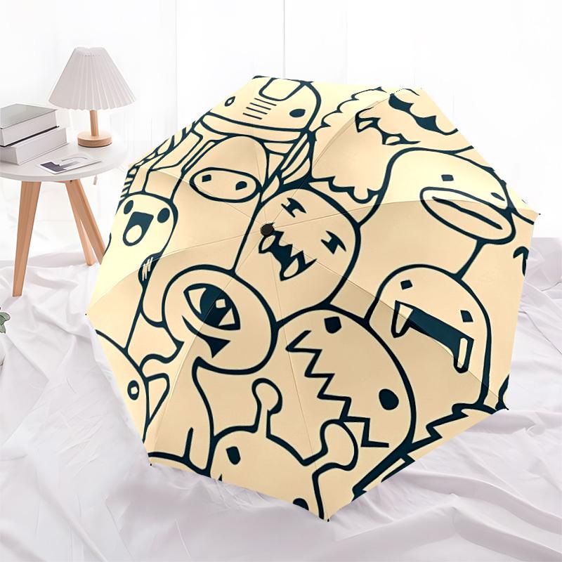 1pc Cartoon Characters Automatic Folding Umbrella - Compact 8-Rib Design, Durable Plastic & Iron, Lightweight for Outdoor Daily Use057