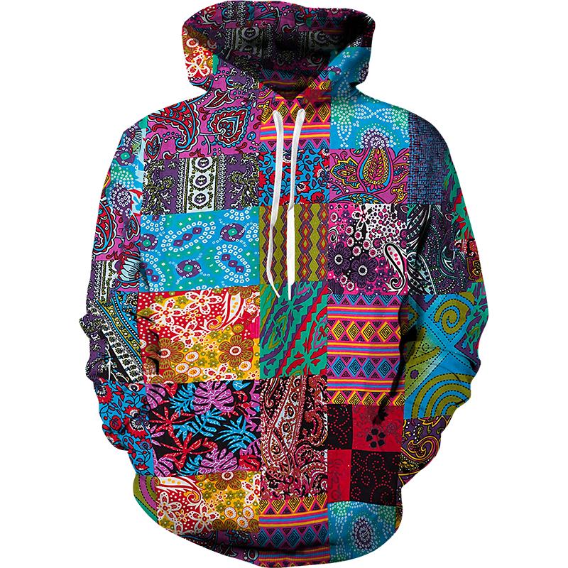 

YUHA New colorful psychedelic pattern men 3d hoodies/fun fashion sweatshirts Spring and Autumn Harajuku essential street clothes 2XL
