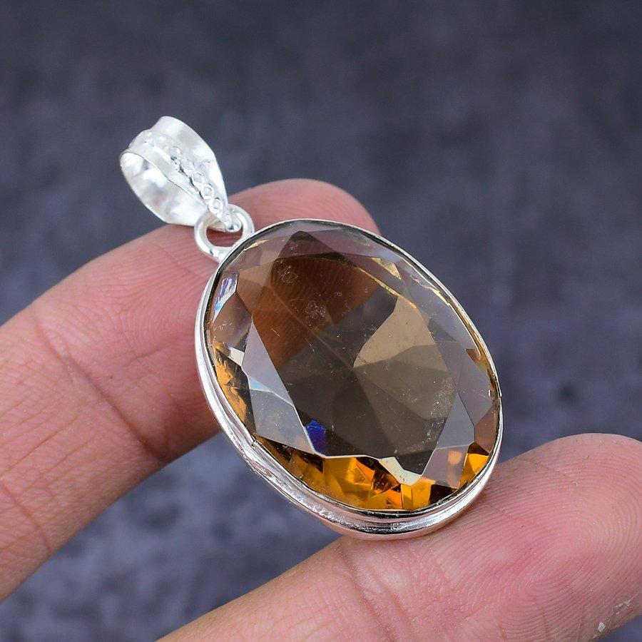 Morganite Handmade Ethnic 925 Sterling Silver Gift Jewelry Pendant 1.77" u1A25