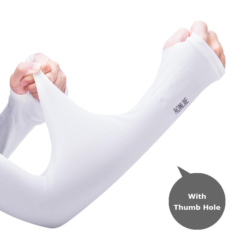 1 Pair AONIJIE E4039 UV Sun Protection Cooling Arm Sleeve Cover Arm Cooler Warmer For Gloves Running Golf Cycling Driving With Thumb Hole Whit