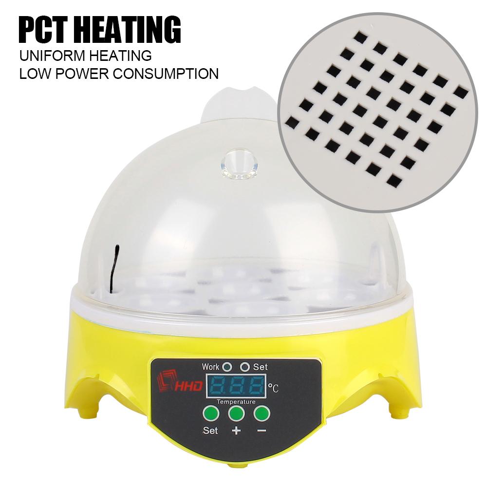 Mini Egg Incubator Poultry Incubator for Chicken Duck Bird Pigeon Brooder Farm Hatchery Adjustable Digital Temperature 7 Egg