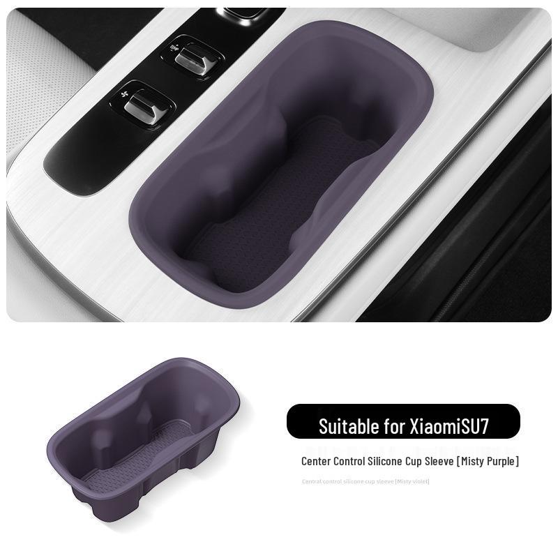 Xiaomi SU7 Silicone Non-slip Shock-absorbing Rear Cup Holder Base for 24 Cars