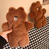 Cute Brown Bear Plush Makeup Bag With Large Capacity For Women And Teens