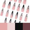 French leopard print manicure, hot-selling wearing nail pads in Europe and America, black splicing fake nails, super long pointed nail pads