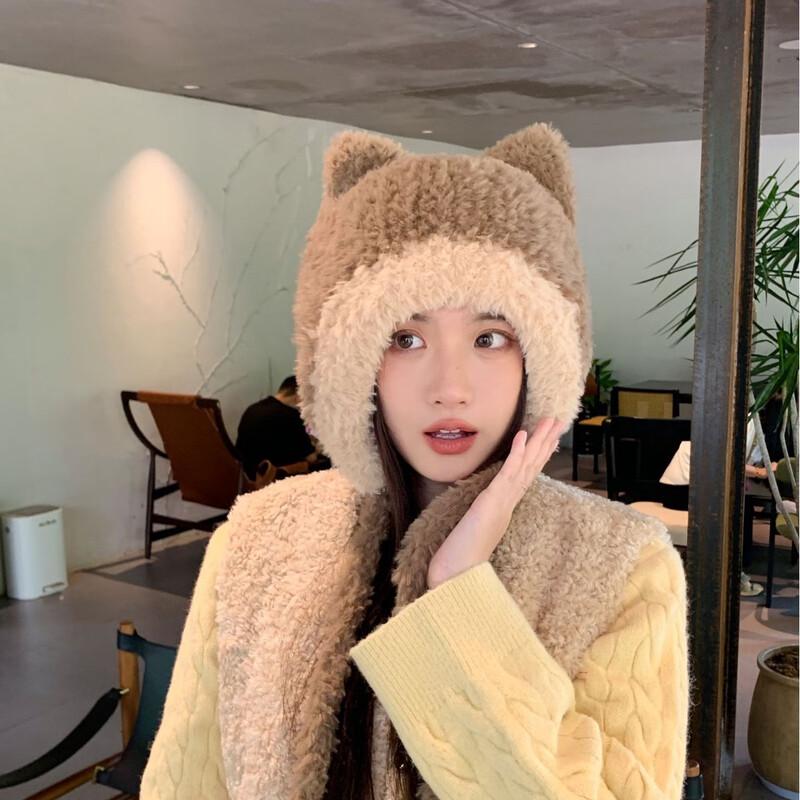 Women s Cute Plush Bear Ear Winter Hat
