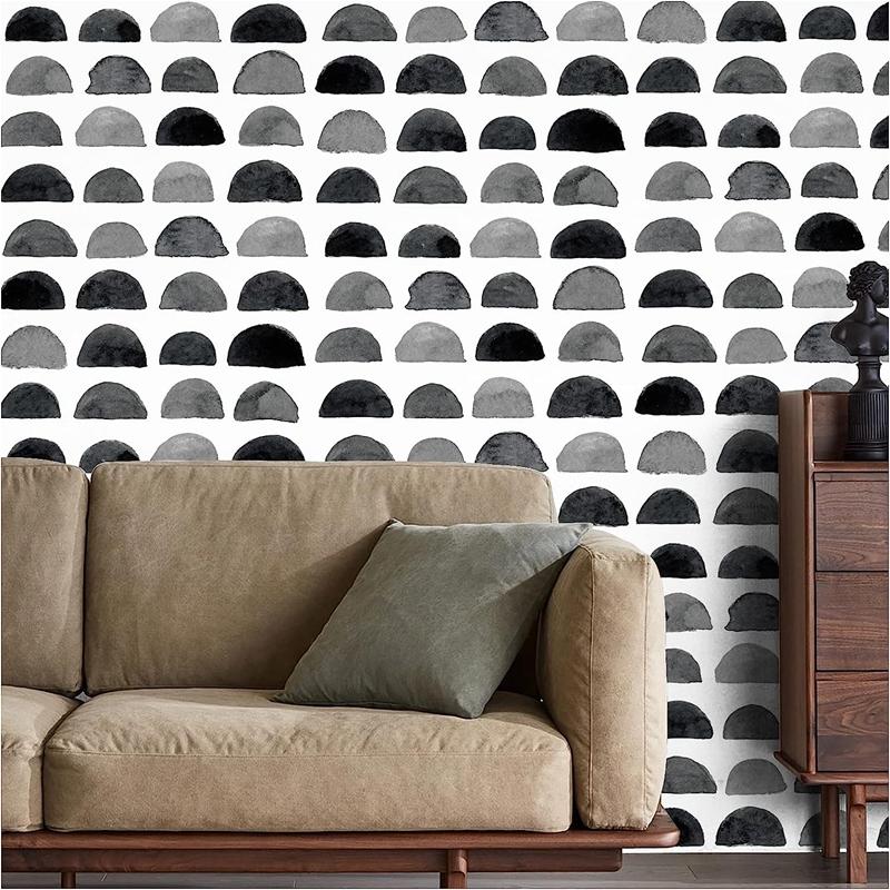 Akvarel Tahy štětcem Slupka a tyčinka Zahuštěná tapeta Odnímatelná černo/bílá vinylová samolepicí nástěnná malba