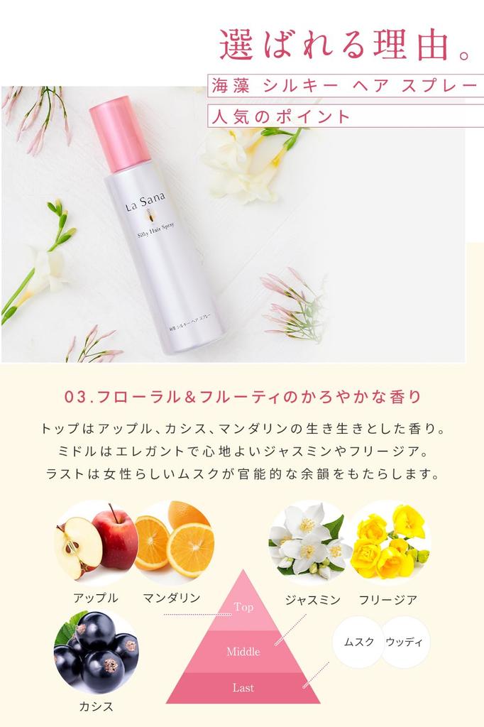 La Sana Seaweed Silky Hair Spray (180ml / Light Floral & Fruity Scent) - Fixes Bedhead, Hair Care, Hair Mist, Treatment