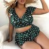 Costume da bagno estivo da donna con volant a pois da spiaggia Costume da bagno sexy taglie forti Plus Costume da bagno bikini