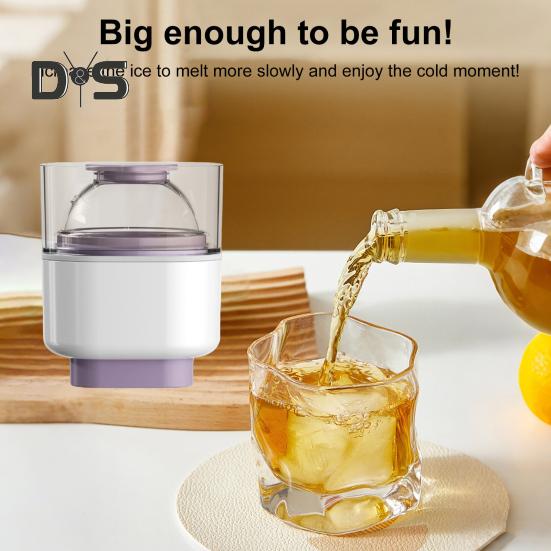 Kugelförmige Eisform aus Silikon, leicht zu lösen, runde Eishockeyform mit Deckel, langsam schmelzende kugelförmige Eisbereiter für Whisky, Cocktails und Bourbon