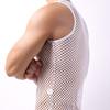 Men Undershirt Mesh See-Through Sleepwear Fish Net Pure Color Vest for Sleeping