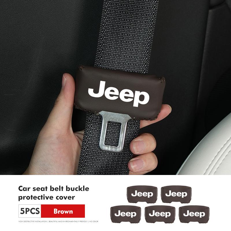 Car Seat Belt Buckle Plug Leather Car Seat Belt Clip Protective Covers For uhf9 Grand Cherokee Wrangler JK Renegade Gladiator rf3