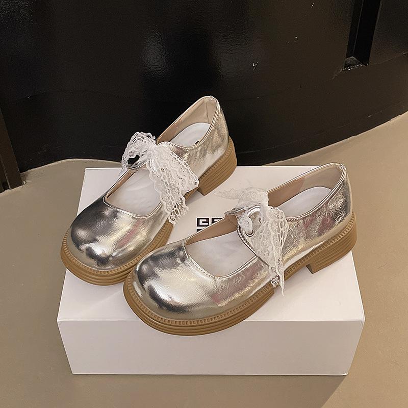 

Summer new slope heel sweet single shoes women s ballet style lace-up cute soft sole skirt evening shoes 39 серебряный