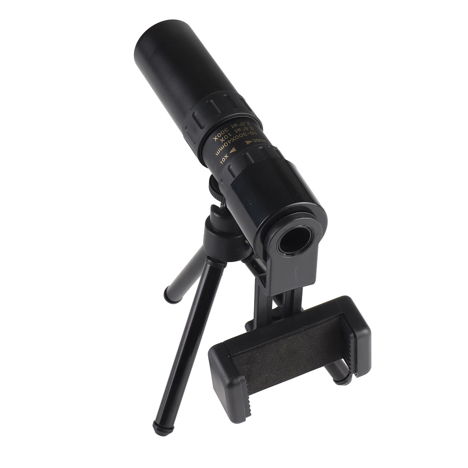 

Monocular Telescope 10X 300X Magnification 40mm Lens Monocular with Phone Holder and Mini Tripod for Bird Watching чорний