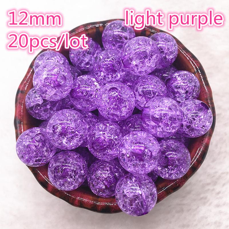20pcs 12mm Multicolor Round Acrylic Crackle Bead Loose Spacer Beads For Necklaces Bracelets Jewelry Making