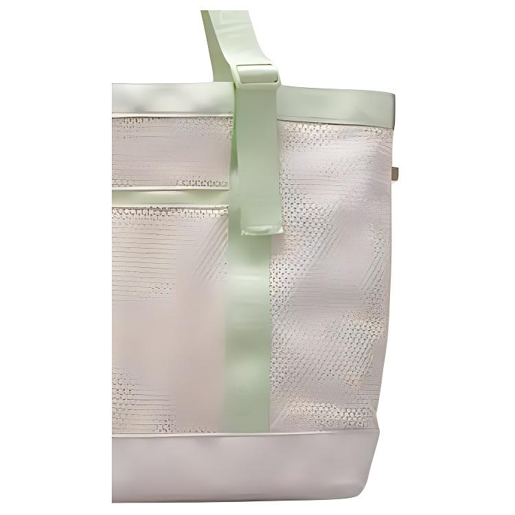 Lululemon Netz 20L Markenlogo Druckknopfverschluss Polyester Schulter-Tragetasche Normale Damenhandtaschen Weiß Grün Beige LU9BARS-KOGR