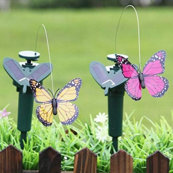 Solar/Battery Powered Butterfly Bird Flower with Ground Spike, 3 Pack Fluttering Butterflies/Sunflower for Patio Garden Yard Stake Plants Flowers
