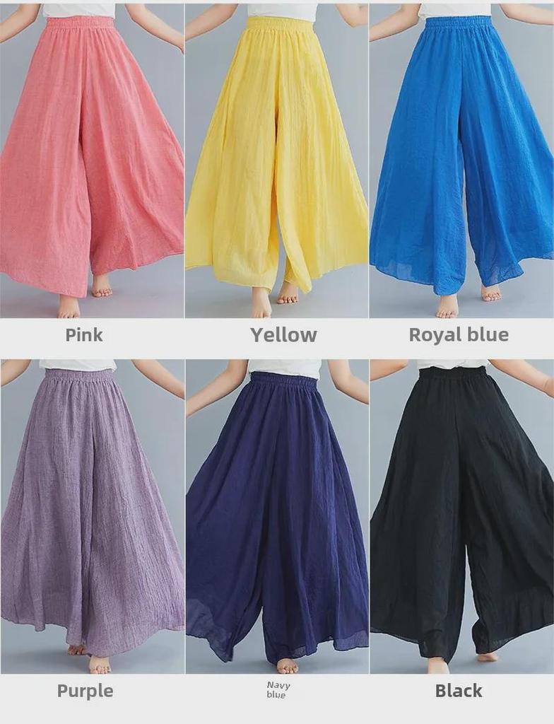 Ethnic Style Plus Size Elastic Waist Linen Skirt-Pants, 12 Colors - Lotte 2024 Mori Girl Collection