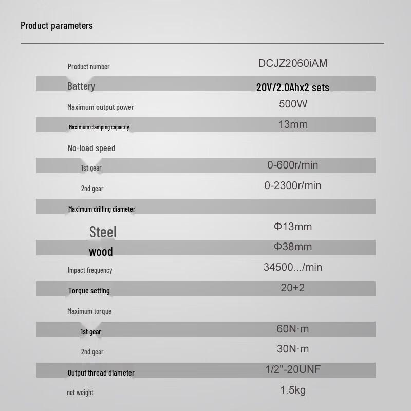 Dongcheng DCJZ2060iAM 20V Cordless Brushless Impact Drill/Driver CN Plug (adapter Included)