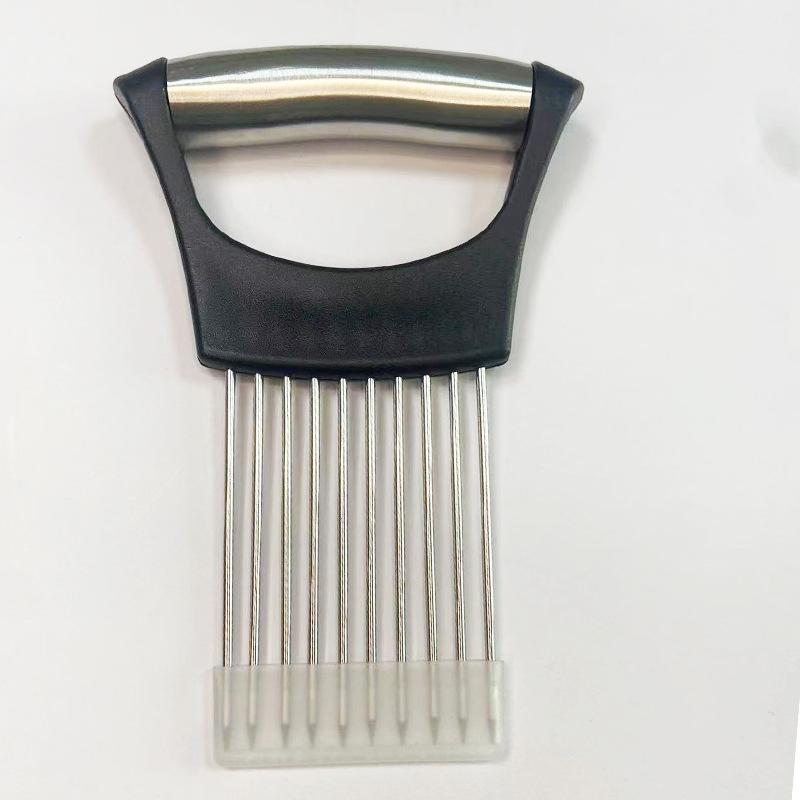 Stainless Steel Onion Cutter Holder Food Slicers Assistant Tomato Onion Slicer Holder Vegetables Cutting Fork Kitchen Gadgets