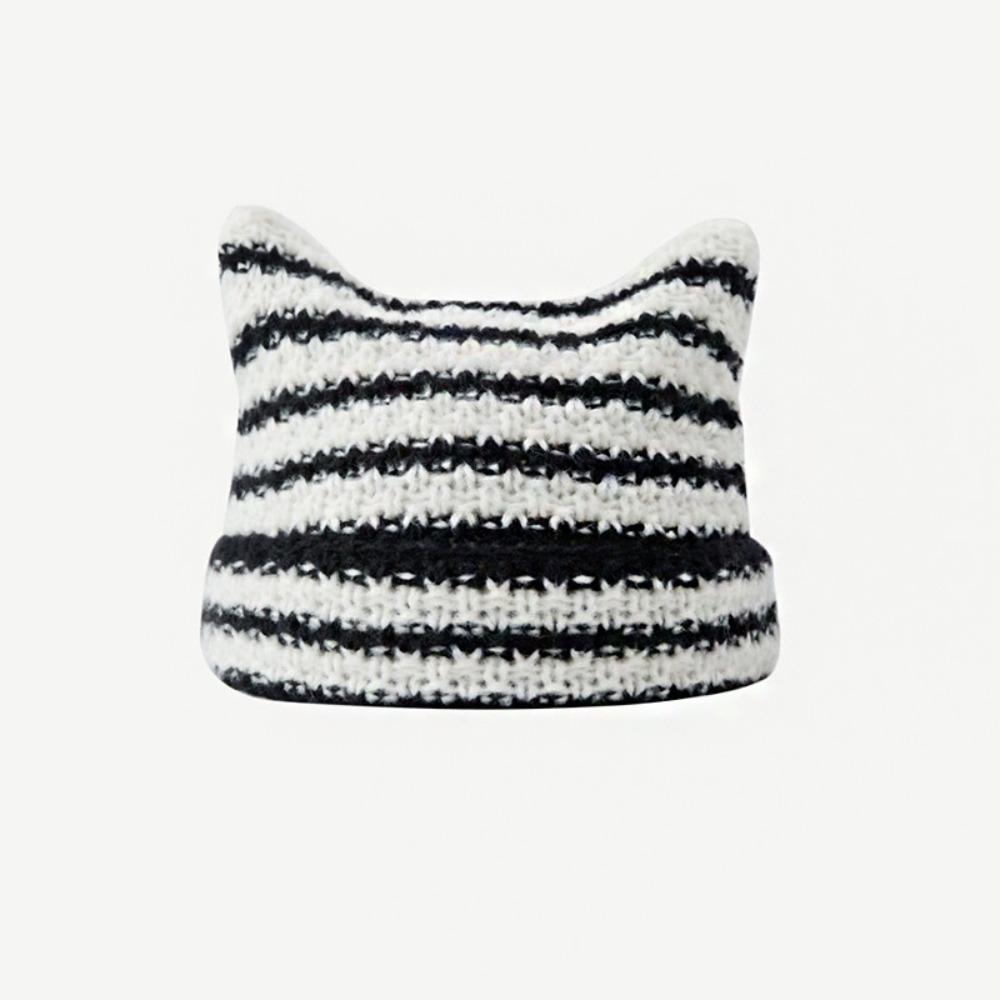 Cute Cat Ears Beanie Hats Warm Pullover Hat Fashion Little Devil Cap Girls