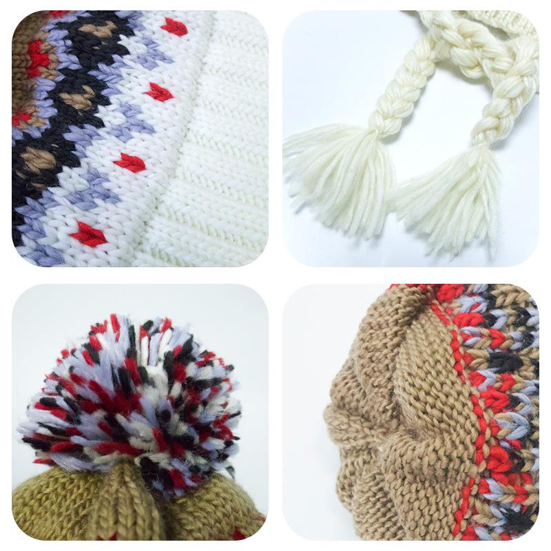 Korean Version of Children's Hats Autumn and Winter Girls Wool Hats Knitted Colored Hairballs Baby Ear Hats Boys Warm Winter