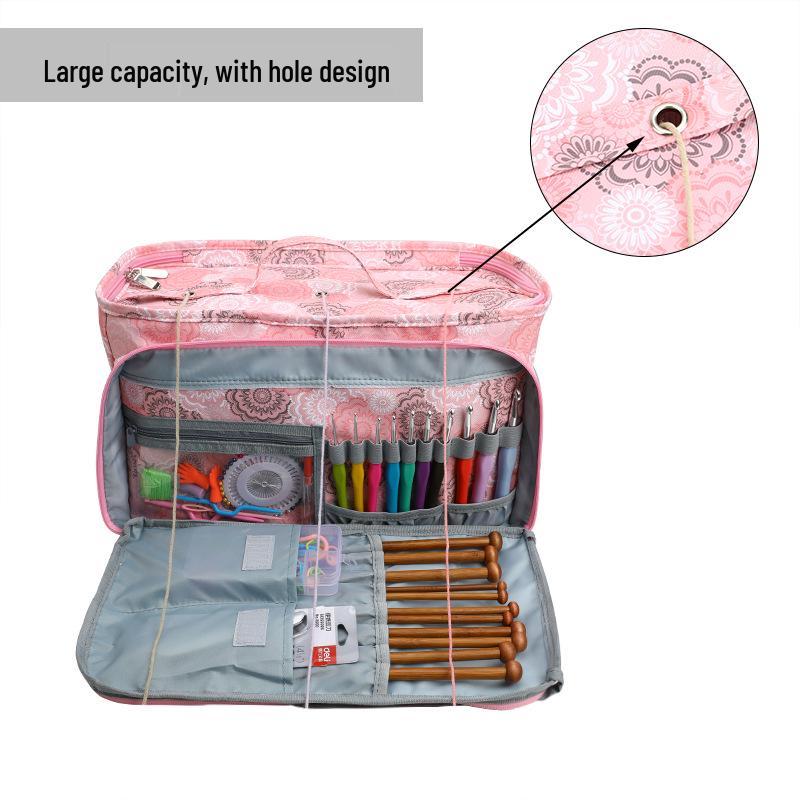 2025 Knitting & Crochet Yarn Organizer Bag - Square Storage for Needles & Hooks