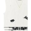 We11done Ss23 Pattern Print V-Neck Knitted Vest Unisex vests Ivory WD-KV1-23-617-U-IV