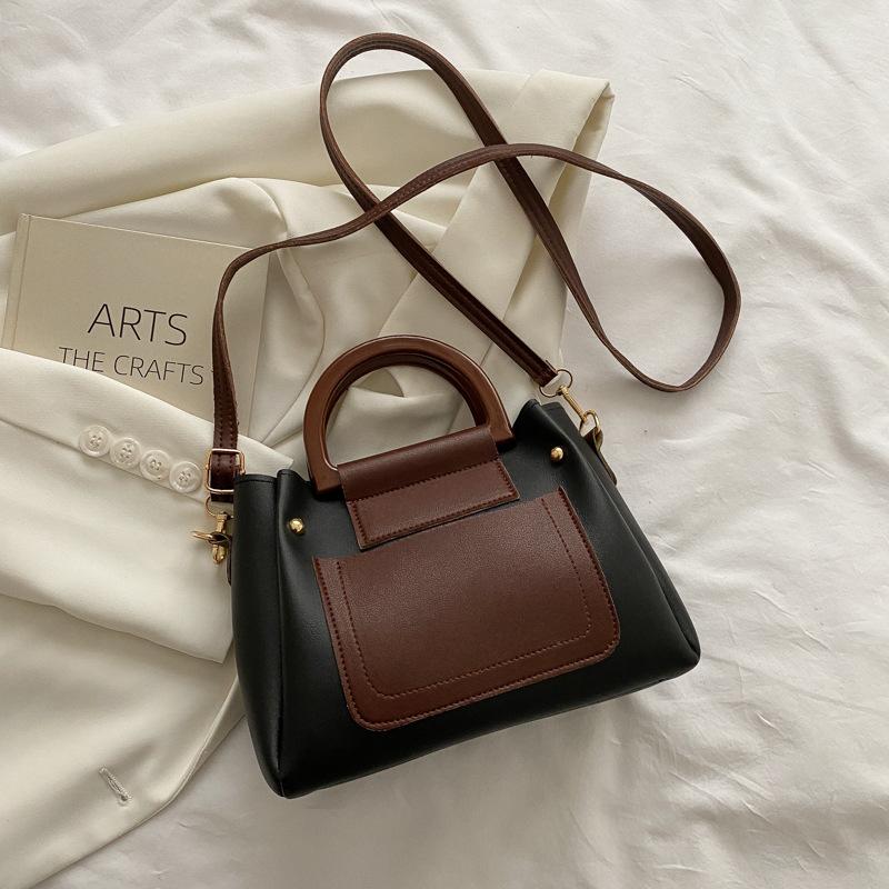Strukturierte, kontrastfarbene, tragbare kleine Tasche für Damen, neue Frühlings-Casual-Mode-Umhängetasche