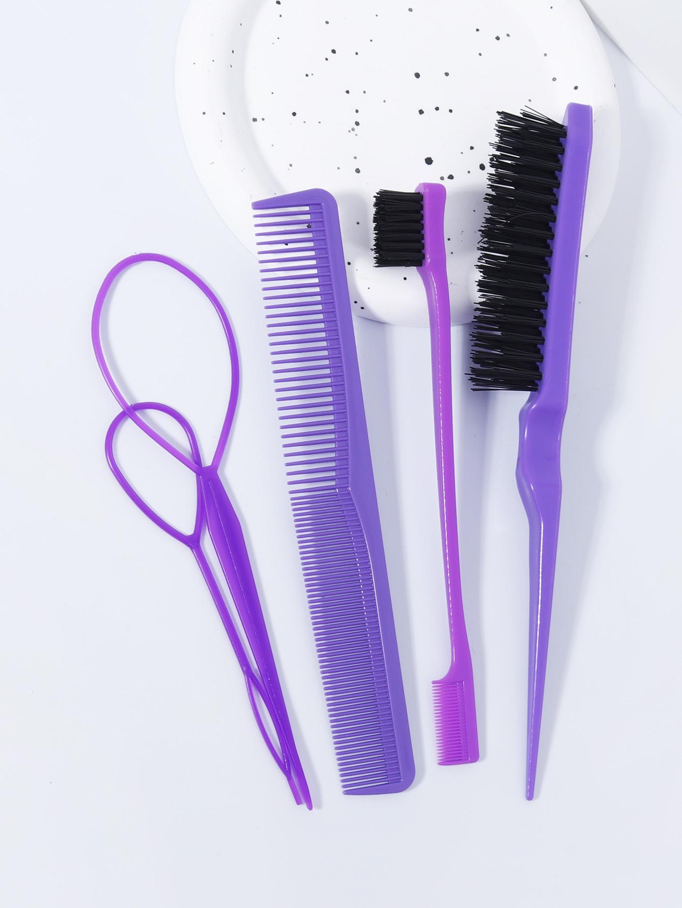 Набор из 5 расчесок, 2 инструмента для плетения французских кос, 1 расческа для начеса, 1 кисточка для укладки краев, 1 набор расчесок, Специально для париков из натуральных волос