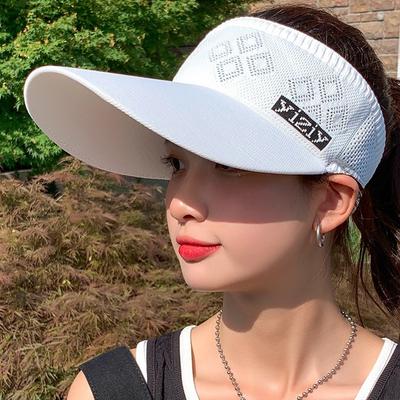 Casual Women Summer Wide Brim Sun Visor Hat Adjustable UV Protection Foldable Sport Empty Top Cap Beach Cap Sun Hat