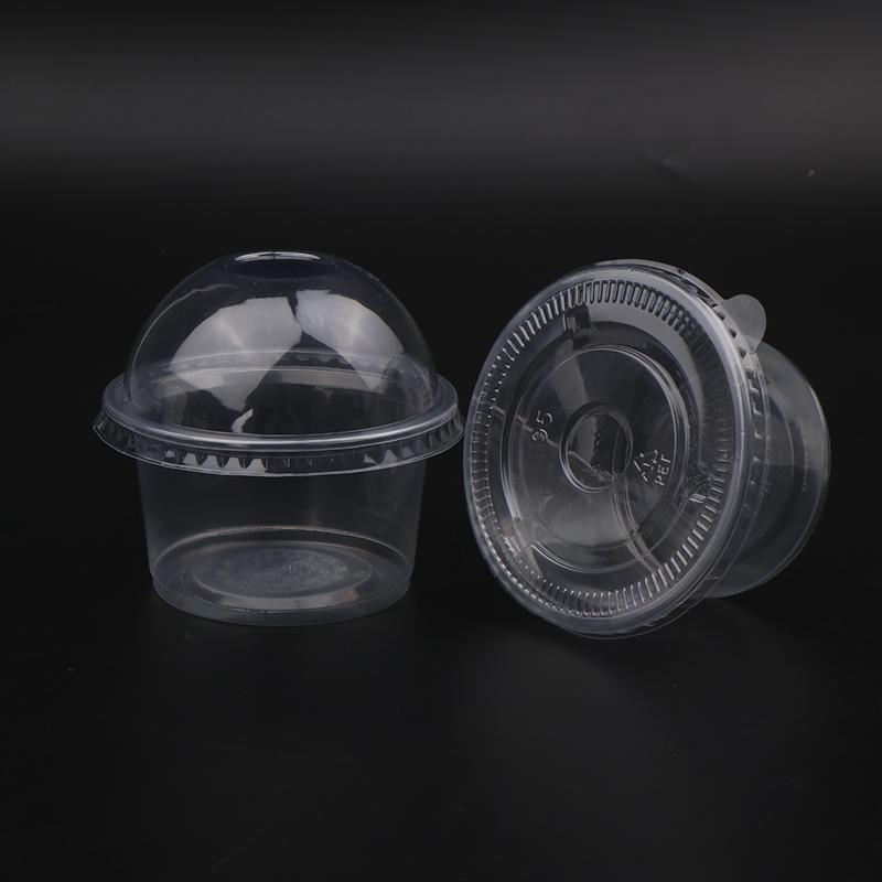 50Pcs 250Ml Disposable Salad Cup Transparent Plastic Dessert Cups Bowls Container With Dome/Flat Lids Ice Cream Dessert Cups