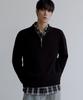NODU Quarter Half Zip Ribbed Knit [Black]