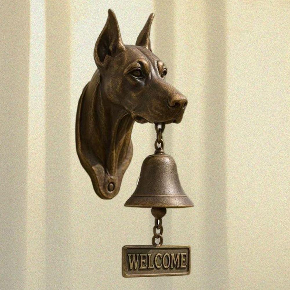 Sino de Porta em Forma de Cachorro com Toque Alto Resina+Metal Sino de Jantar Sino de Porta Frontal Retrô Casa de Fazenda