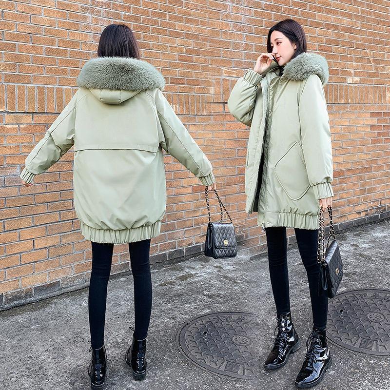Down Cotton Clothes Women's New Winter Medium and Long Loose and Thin Large Size Thickened Large Sweater Cotton-padded Jacket