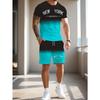 Ethnic Style Digital Print/2-piece Men's Summer Leisure Outfit Set/Men's Short Sleeve T-shirt & Casual Shorts Set