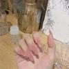 24pcs Long Coffin Press On Nails Nude Pink White Jelly Tips With Glue Rose Art Full Cover False Nails