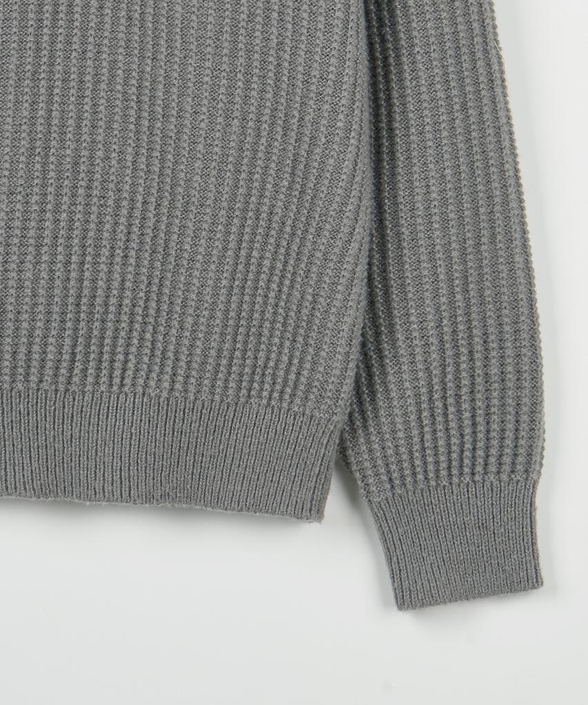 NODU V-Neck Waffle Essential Knit [Gray]