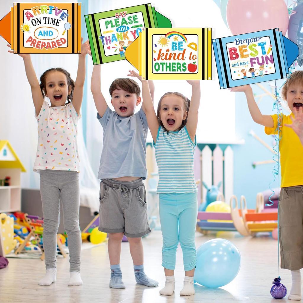 Pajean 10 Pieces Classroom Rules Posters Back to School Classroom Bulletin Board Decorations Motivational Porch Sign Set for Kindergarten Preschool