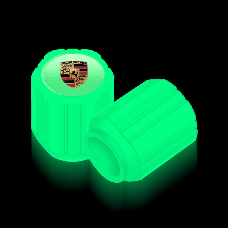 Luminous Car Tire Valve Caps Fluorescent Motorcycle Wheel Tyre For Porsche Boxster Cayenne Panamera Macan Cayman 911 918 996 917 991