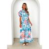 A New Summer Fashion and Casual Long Dress with Tied Prints