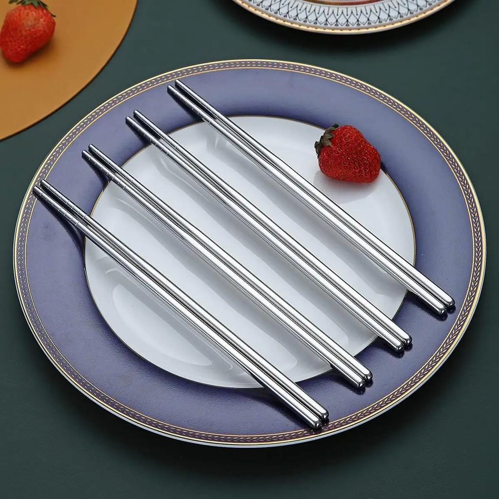 Stainless Steel Chopsticks Reusable Japanese Korean Chinese Chopsticks Sushi Food Non-Slip Sticks Household Kitchen Tableware