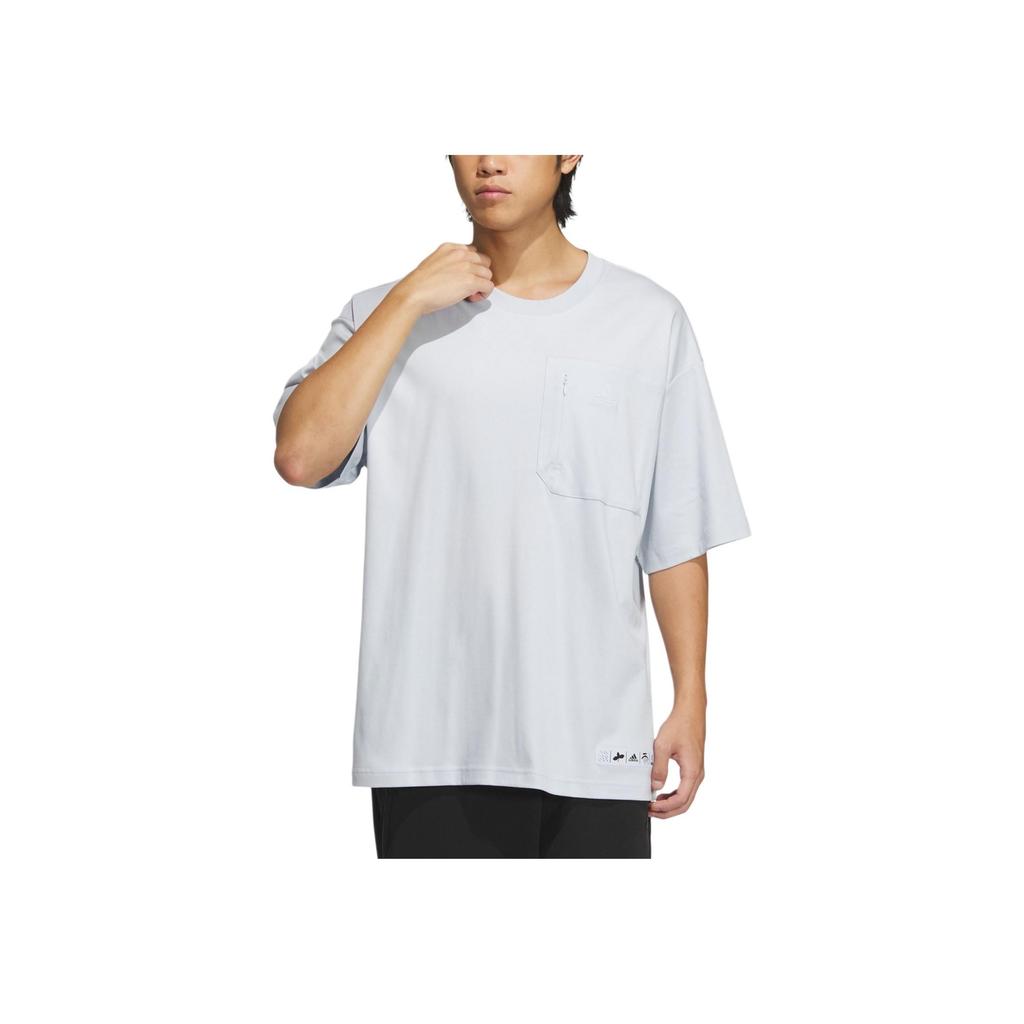 Adidas Sportswear Solid Color Crew Neck Short Sleeve T-Shirt Men Tops Light-Blue IM9031